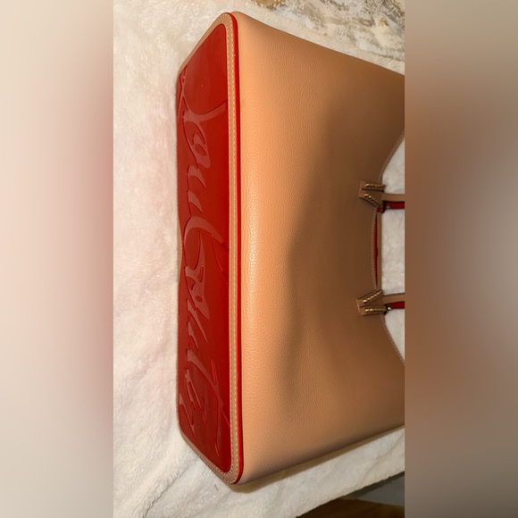 Christian Louboutin Tan and Red Studded Tote w/o wristlet - Picture 11 of 16